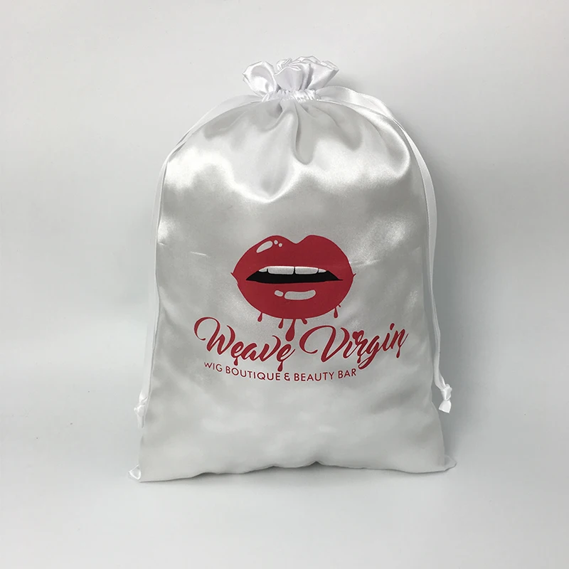 

Satin Bag for Jewelry Packaging White Drawstring Pouch Cosmetic Party Beaded Luxury Sachet Reusable Silk Bags Custom Print Logo