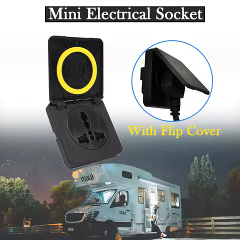TYTXRV High Quality RV Accessories Black Electrical Socket With Flip Cover waterproof Nylon Material plug For Caravan Home