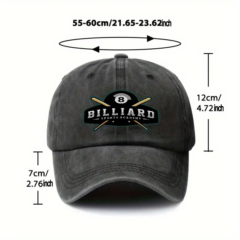 Billiard Sports Academy Print Baseball Cap Adjustable Unisex Sun Hat for Casual Outdoor Gift