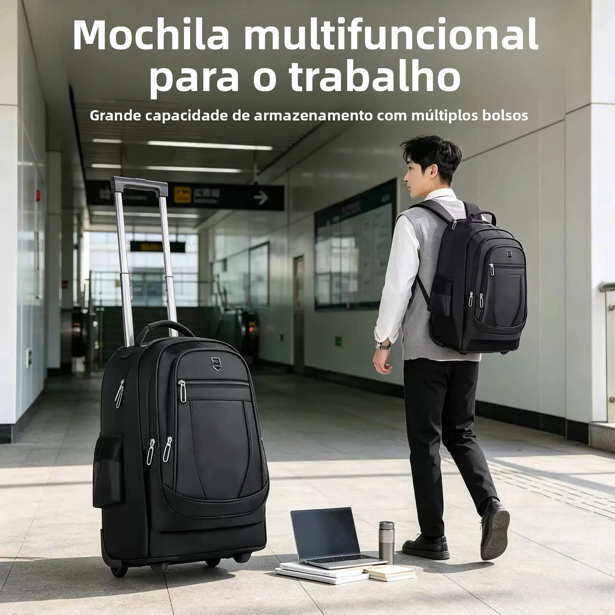 large-capacity-travel-backpack-with-pull-rod-unisex-boarding-double-shoulder-bag-bookbag-modern-neutral-style-waterproof