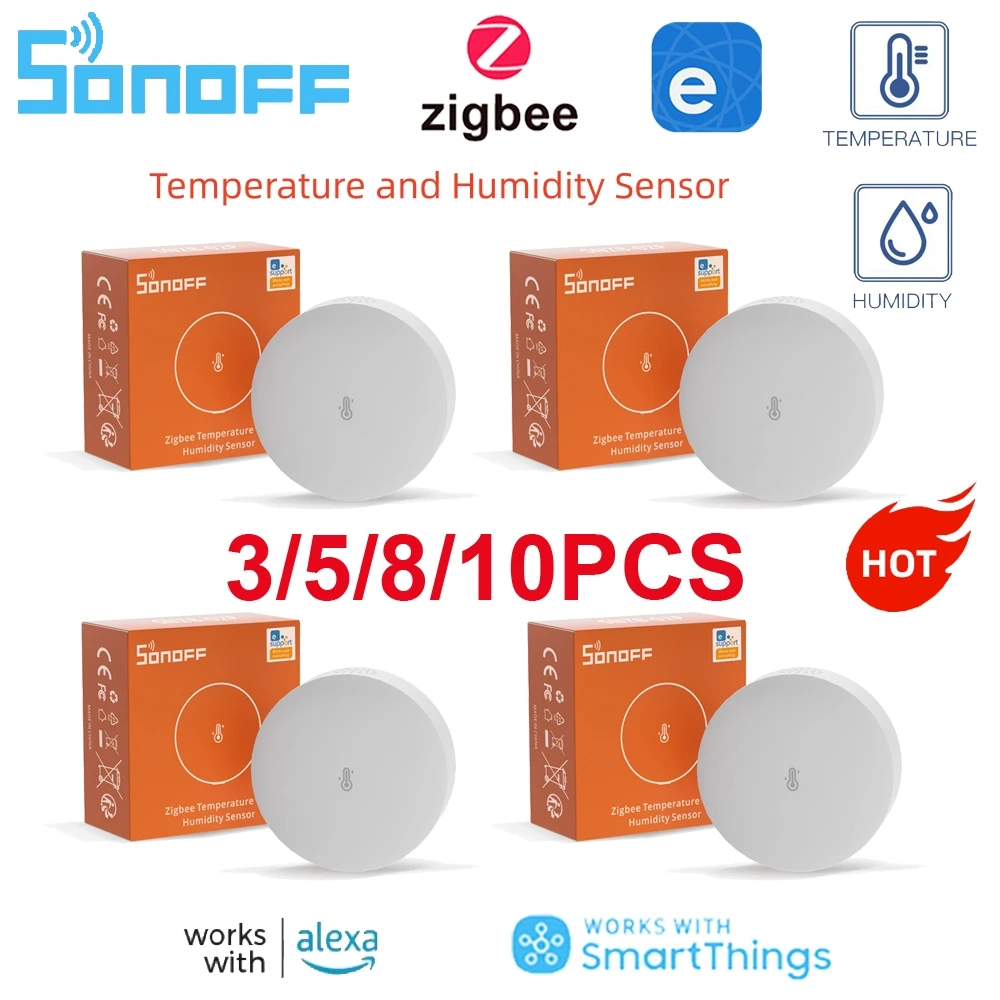 Temperature And Humidity Sensor SNZB-02P High-Accurate Monitor For Smart Home Via Work With Alexa