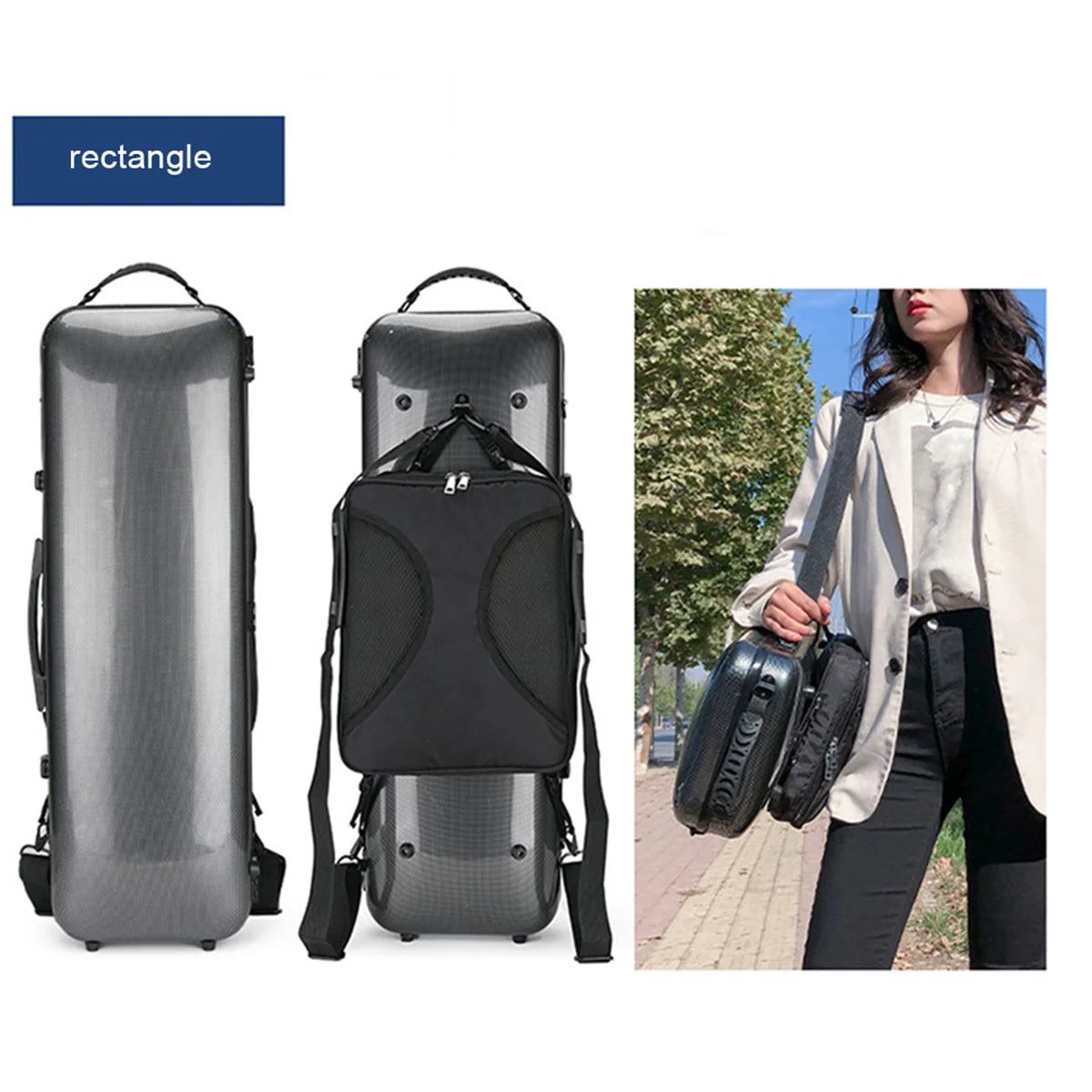 Universele Viool Koolstofvezel Case Hard Light Muziek Bladtas, Zwart