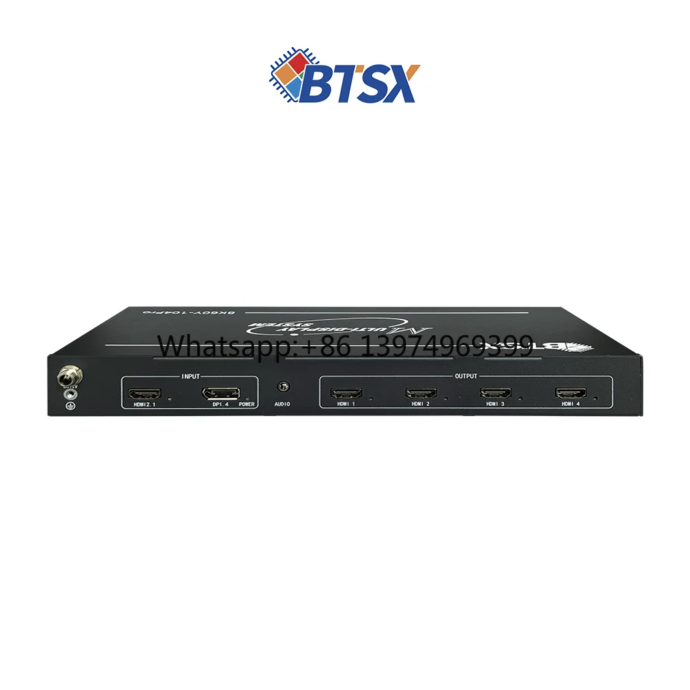 FCC CE Certified 8K60 Stage Visual Display Expander 1 in 4 Out Pixel Accurate 2x2 3x1 Splicing 4K60 Output