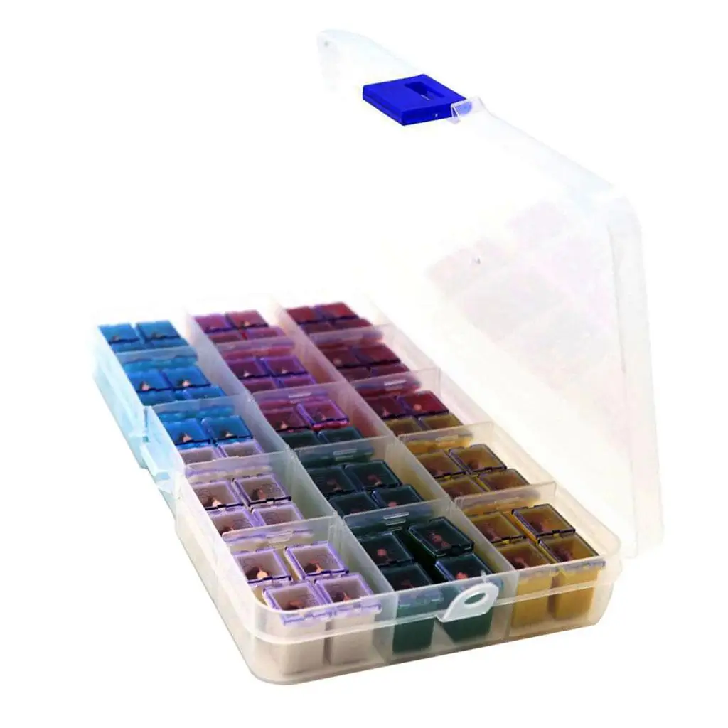 Car Auto Fuse Kit Jcase Box Shaped Fuse Assortment 60 Piece Quick Insert Square Fuses for Trucks Cars Suvs