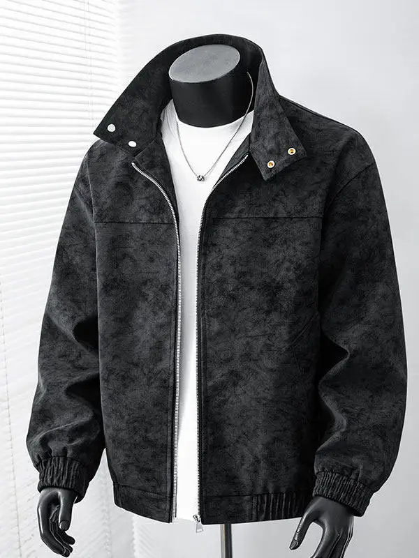 

Мужская кожаная куртка для молодежи, весна-осень, новая модель, мотоциклетная, на молнии, с воротником-стойкой, ветрозащитная, повседневная, модная, приталенного кроя