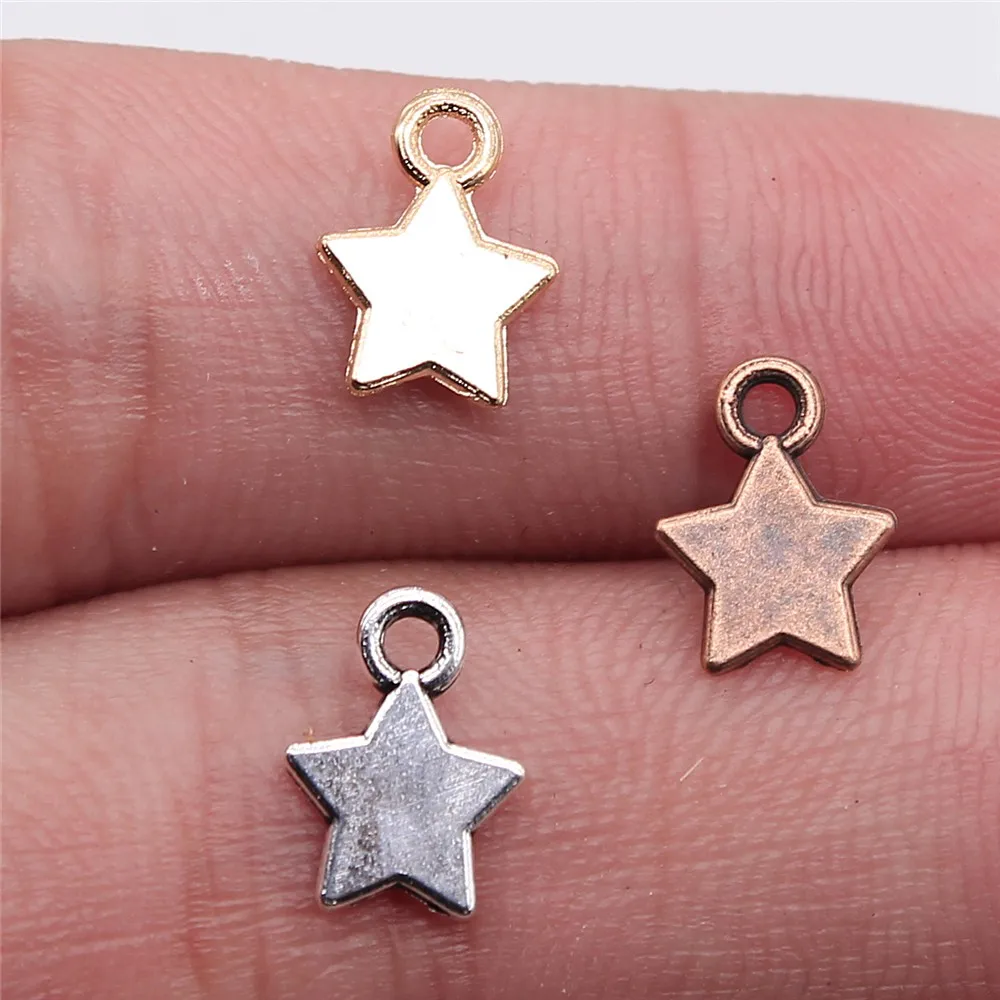 WYSIWYG 40pcs Star Charms Handmade Accessories 3 Colors Kc Gold Color Antique Copper Antique Silver Color 10x7mm