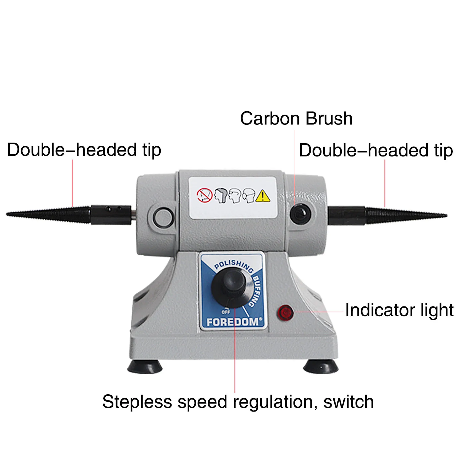 Double-Head Tabletop Buffing Wheel Polisher Foredom Bench Lathe Small Power Adjustable Grinding Machine 7000rpm