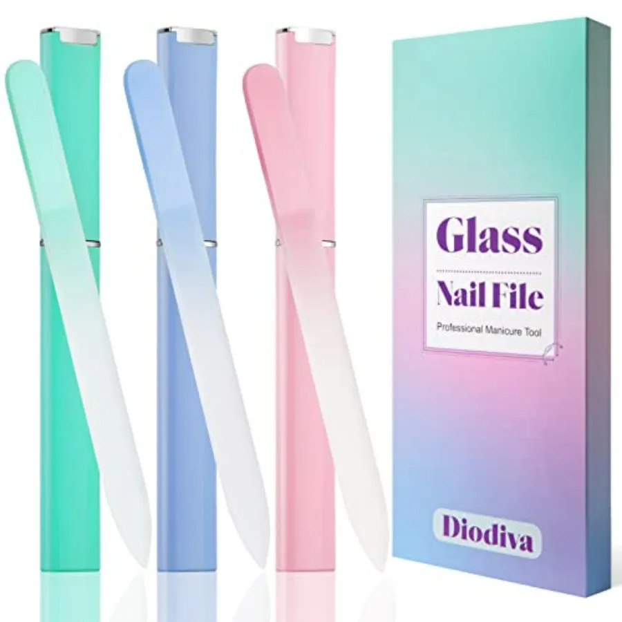 

Glass Nail File 3 Pack for Natural Nails, Stocking Stuffers for Women Adults Unique Christmas Gifts Crystal Fingernail Files wi