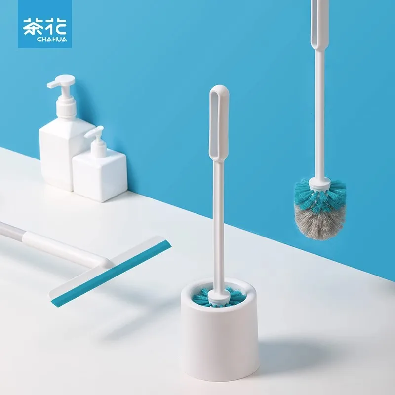 CHAHUA Long Handle Toilet Brush With Holder Soft Hair Toilet Cleaning Brush Dead Corner Cleaning Punchless Bathroom Accesories