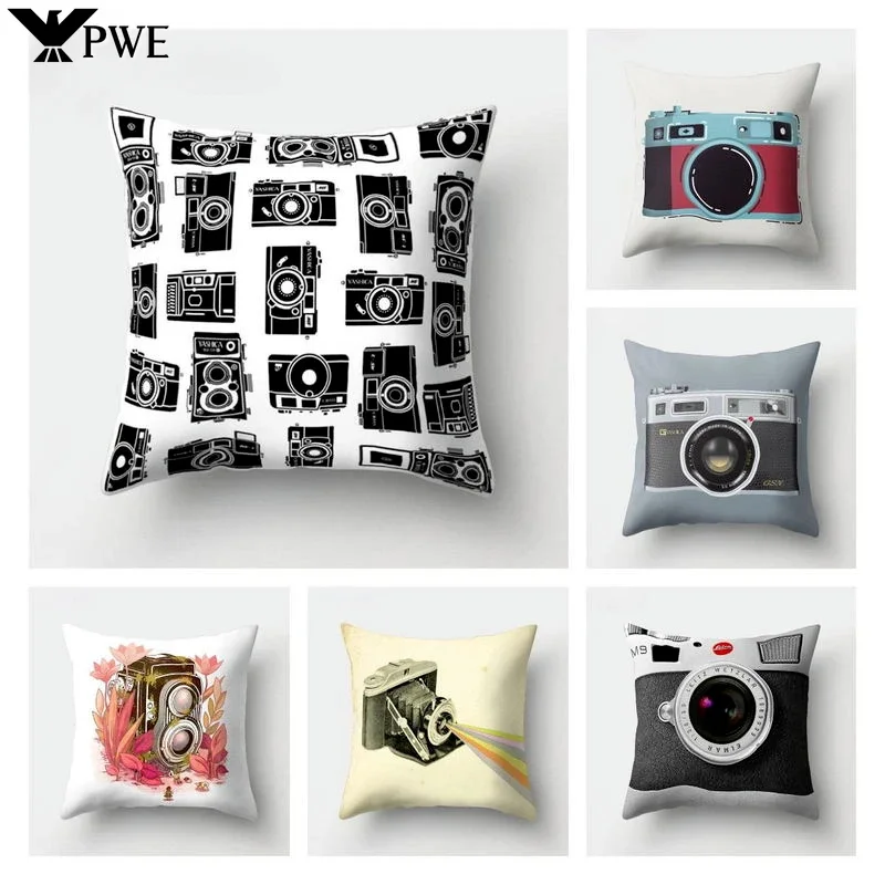 

1 Pcs Vintage Camera Cushion Cover Retro Home Decor Throw Pillow Case Sofa Home Decoration Cushions Covers 45x45cm