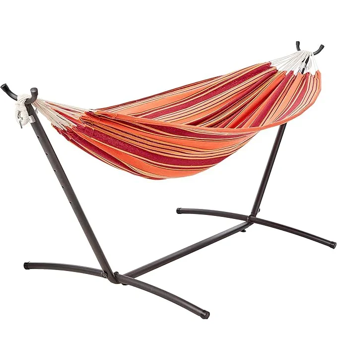 9 Feet Capacity Stripe Bunk Hammock 110 x 47 x 43 Inches Adult Swing Hammock Made of Parachute Nylon and Cotton