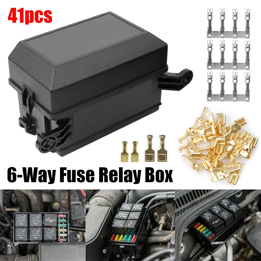 6 Way 3-40A Fuse Relay Terminals Box Holder Circuit Protection Automotive Accessories For Car Caravan Truck Trailer Boat Marine