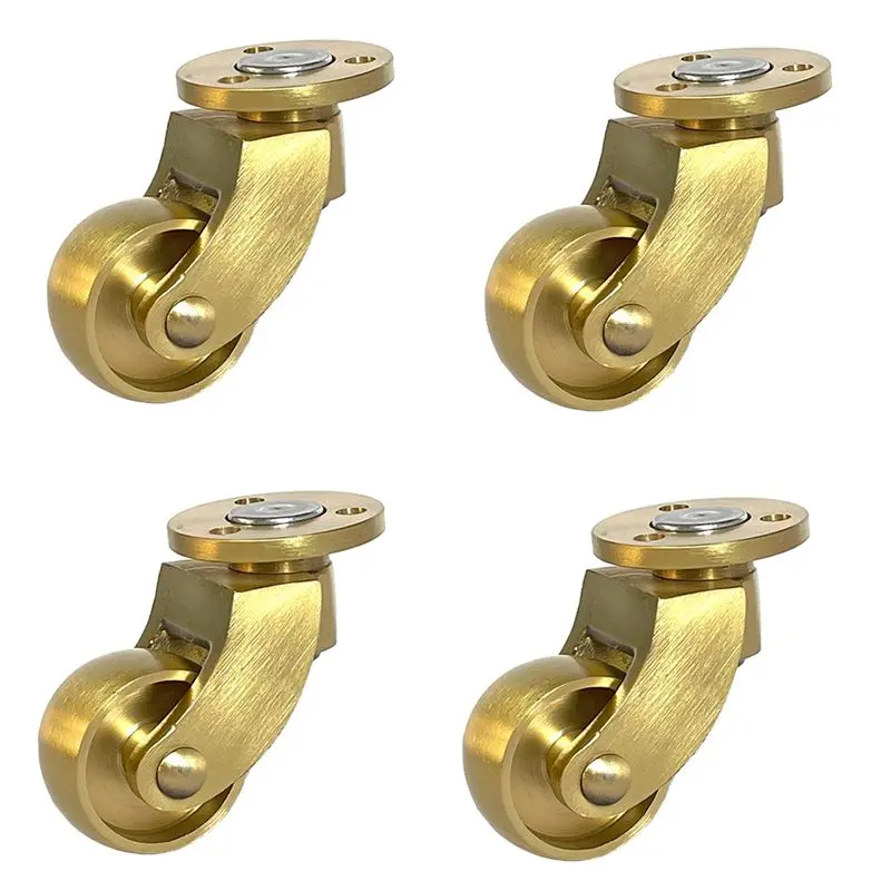 

HOT 4PCS 1Inch Solid Brass Casters Wheels Table Chair Sofa Couch Furniture Feet Castors 360° Swivel Furniture Rollers Runners