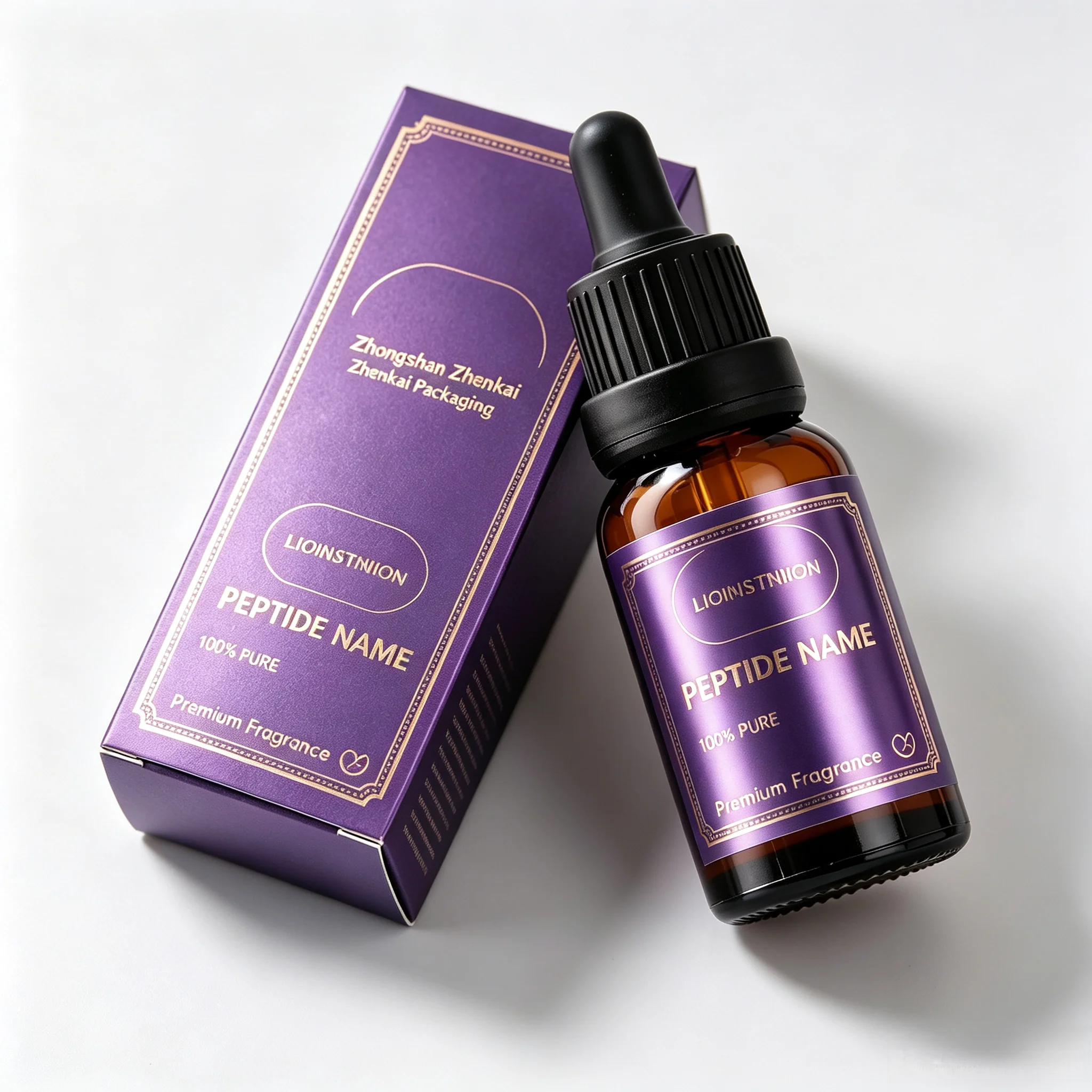 Custom Self Adhesive Vinyl Peptide Vial Labels Waterproof HD Printed Cartons For 3ml 10ml Beauty Fitness Supplement Bottles