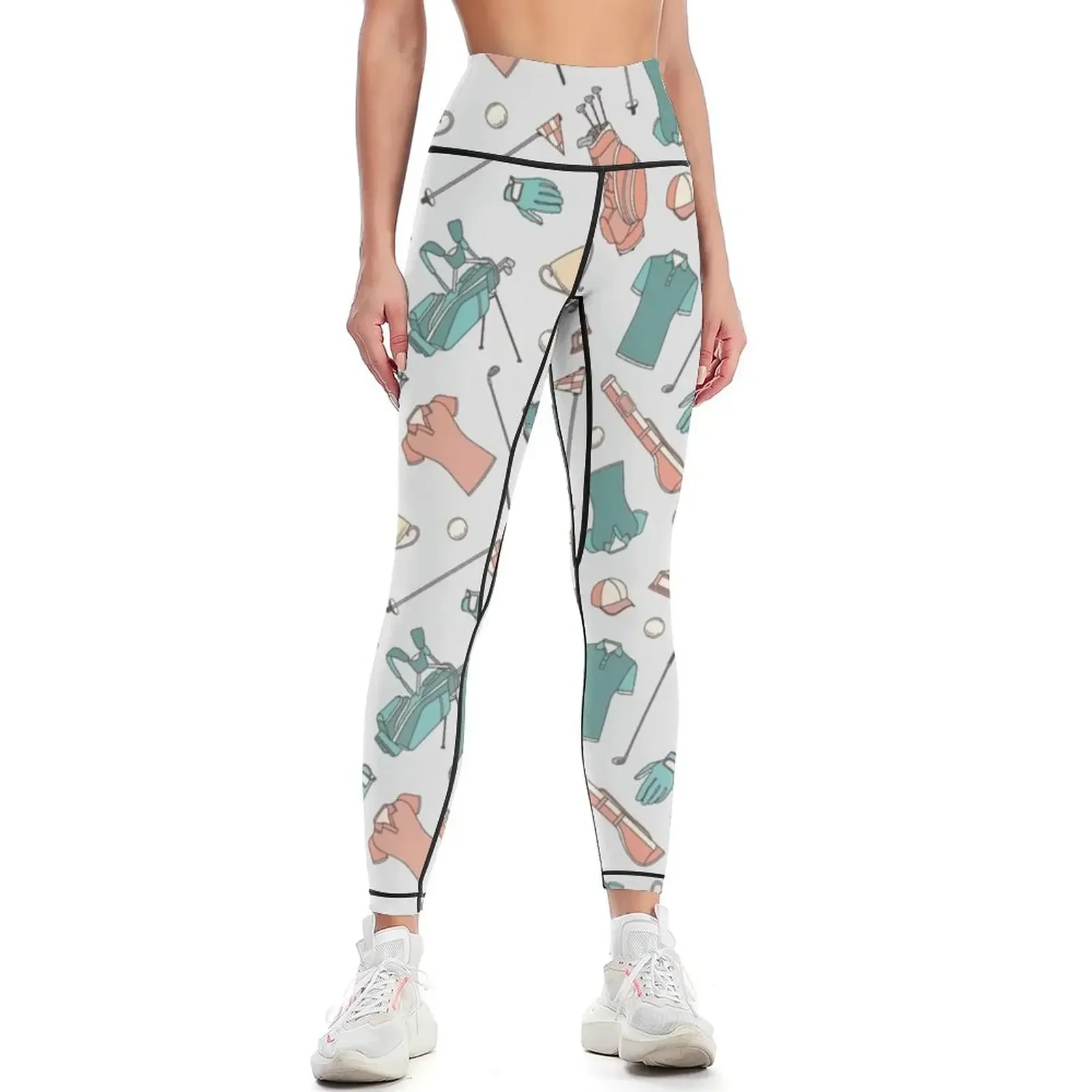 

Golf Colorful Seamless Pattern Leggings sports for gym flared high waist Women's gym Womens Leggings