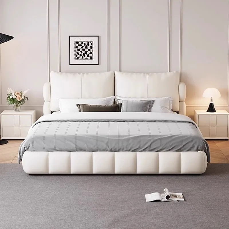

Cute Base Sheets Double Bed Frame Mattress White Cheap Storage Double Bed Luxury Modern High Cama Twin Bedroom Furniture Set