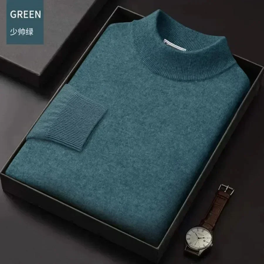 2024 collo a lupetto da uomo 100% maglione di pura lana top autunno inverno Cashmere maglione caldo da uomo Pullover lavorato a maglia maglione caldo maschile