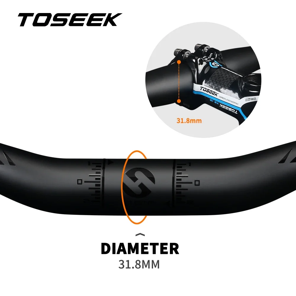 Toseek mtb guiador de bicicleta de carbono 31.8*580-720/740/760mm guidão preto fosco para acessórios de mountain bike