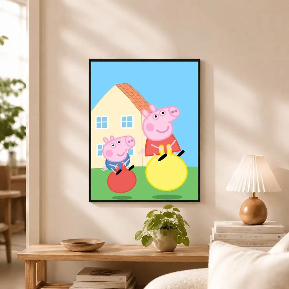Pink P-P-Peppas-es Pigs Poster Waterproof Wall Art Sticker For Bar Living Room Vintage Decor High Quality Print Gift view 5