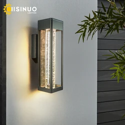 Outdoor Wall Mount Lamp LED 10W Wall Lantern with Crystal Bubble Waterproof Porch Lighting Aluminum Anti Rust for Garden Garage