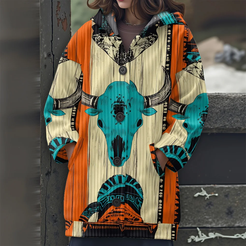 ボヘミアン風コラージュ柄花柄カジュアルレディースセーター2025新作レディースロングセーターボヘミアン風コラージュ柄花柄セーター