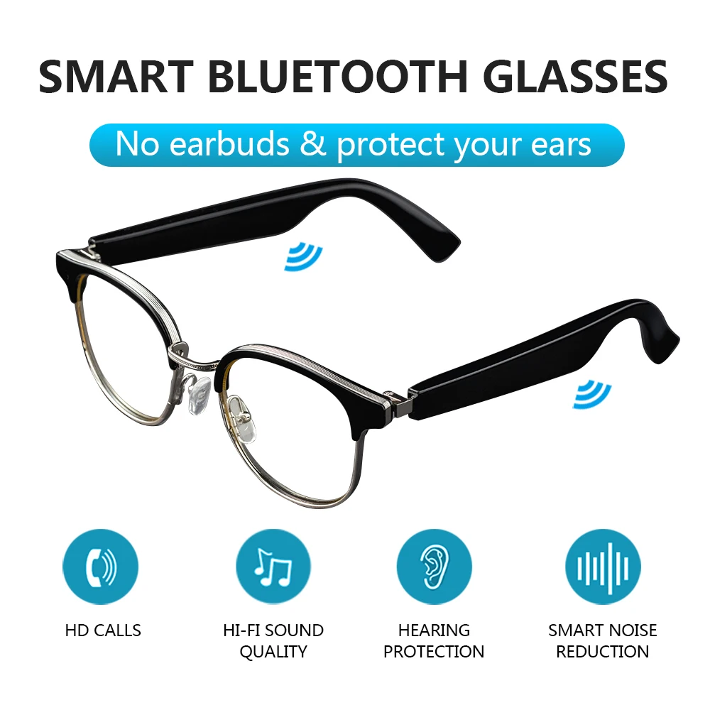 Smart Bluetooth Glasses Bluetooth 5.0 Smart Glasses Headset Sunglasses Mobile Phone Machinable Anti-UV Photochromic Eyewear