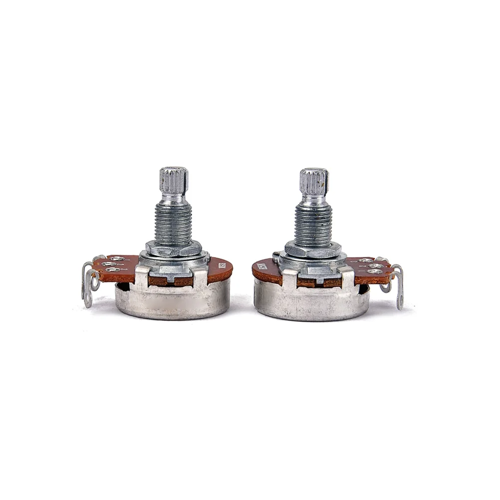 2 Pcs 250k Full Size Bass Pots Potentiometer Long Knurled Split Shaft Audio Taper Low Friction for Guitar Bass