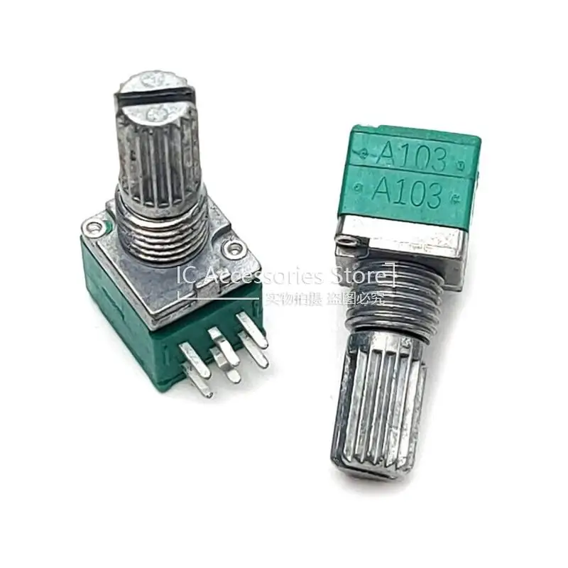 5PCS Audio Amplifier High Precision 10% Dual Potentiometer RK097G A10K A20K A50K A100K A103 A203 A503 A104 6Pin 15MM Flower Axis