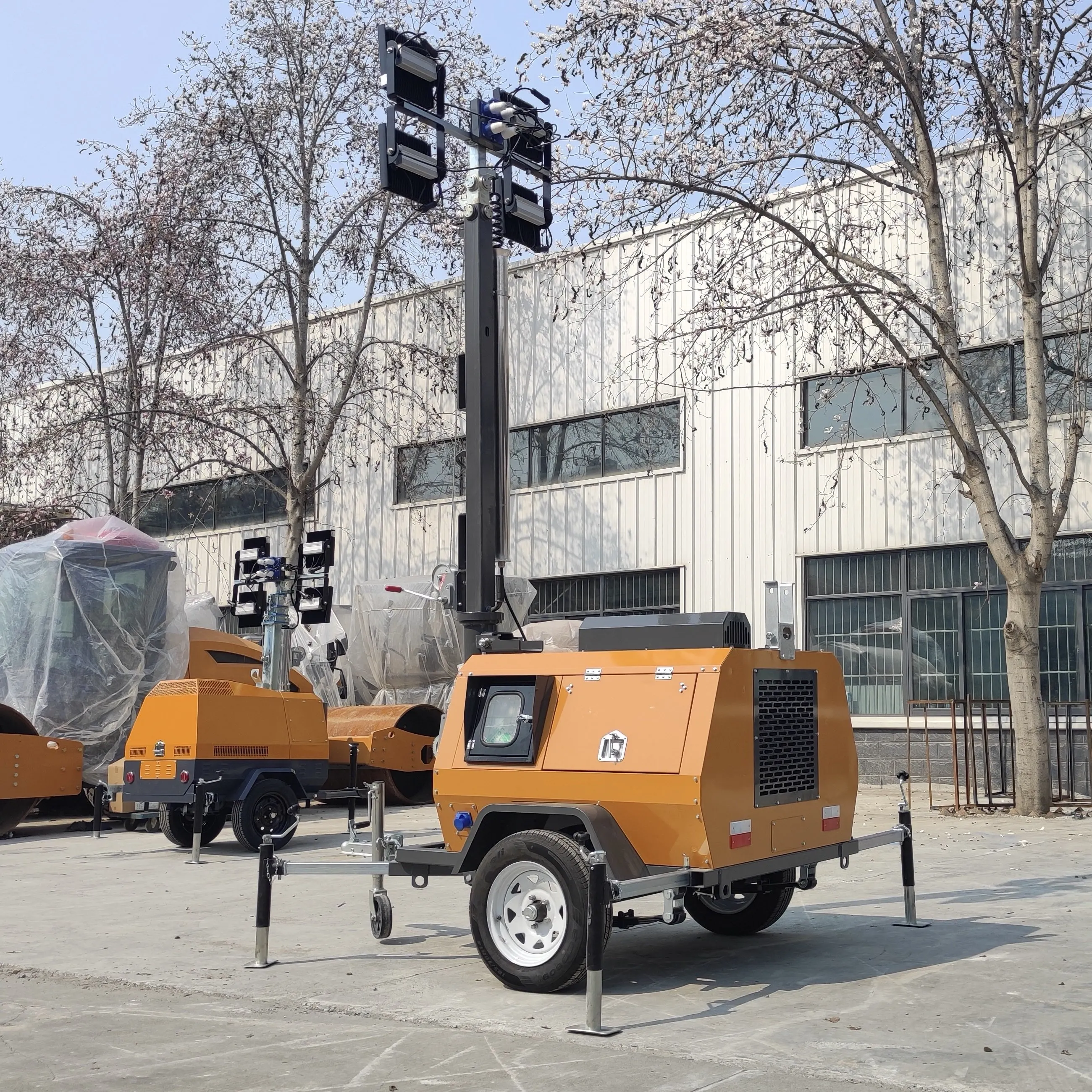 Hongchen 9M Lifting Engineering Lighting Vehicle Outdoor Emergency Mobile Green/Yellow 1 Year Warranty 600kg