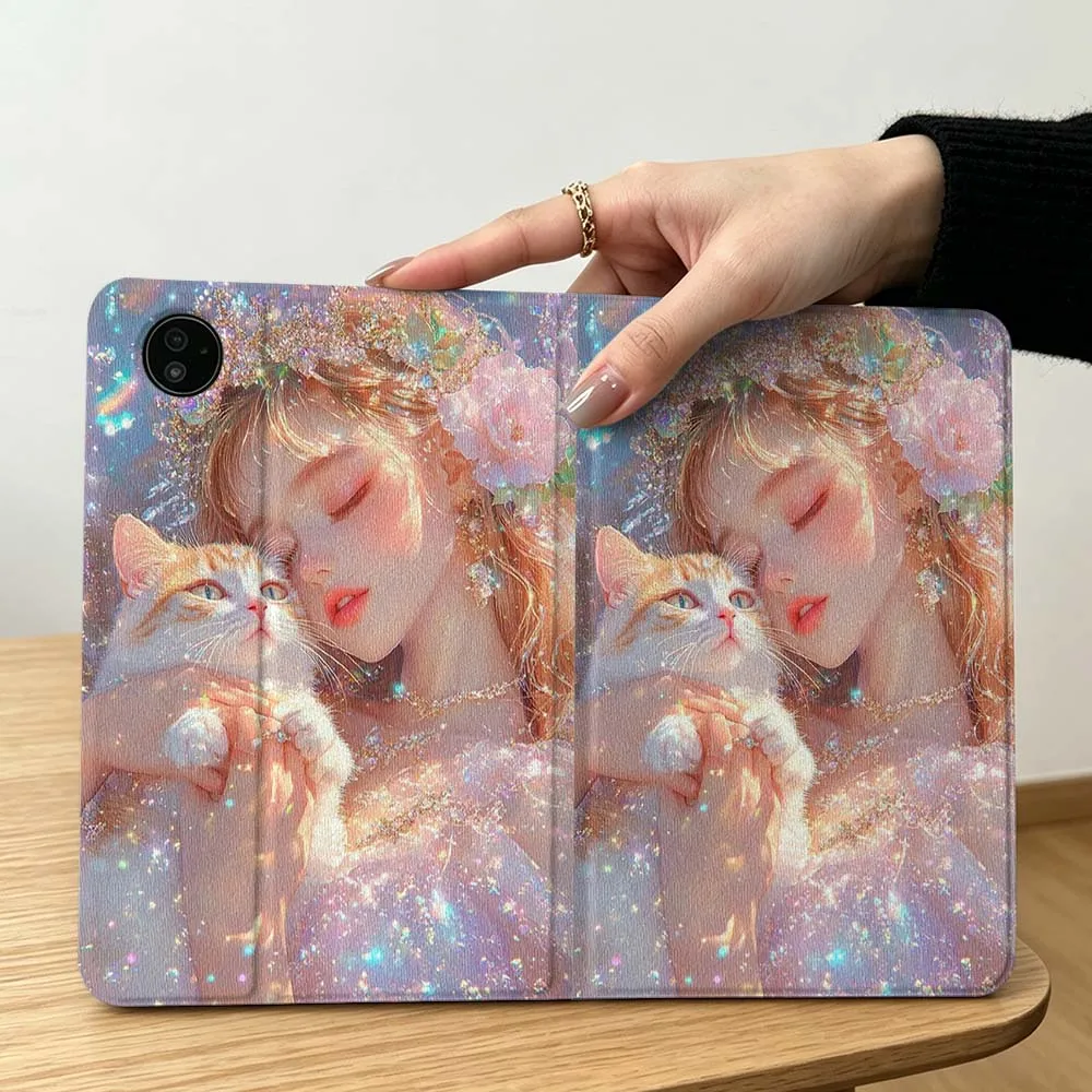 Cartoon Girl Cat Pen Tray For Lenovo Xiaoxin Pad Pro Tab P12 P11 11 13 11.2 11.5 10.6 inch K11 Plus Tablet Case