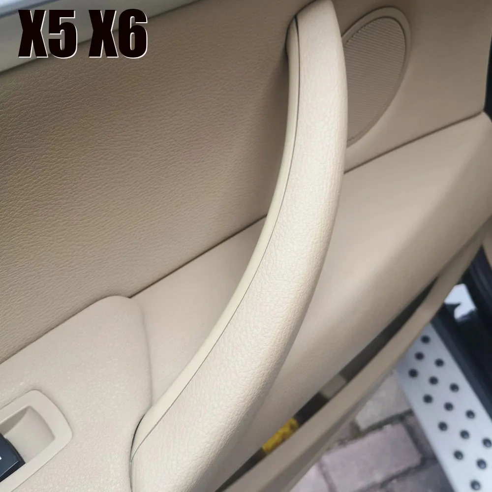 Front Left Beige Black Carbon Car left Right Interior Door Armrest Handle Inner Panel Pull Trim Cover For BMW E70 E71 X5 X6