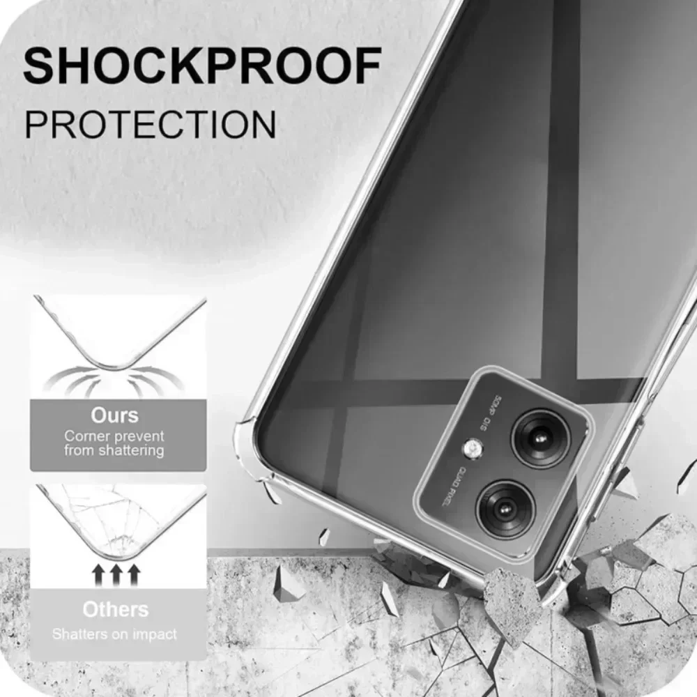 Shockproof Silicone Soft Case For Motorola Moto G14 G34 G54 G54(Brazil) G84 5G G04 G24 Power G10 G20 G30 Clear Thick Back Cove