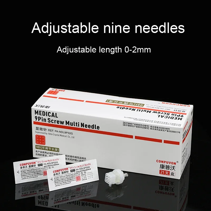 21pcs Disposable Crystal 9 Needle KangPuWo Negative Pressure Water Polishing Machine 32G*2mm Ultra-fine Manual 9 Pin Needle