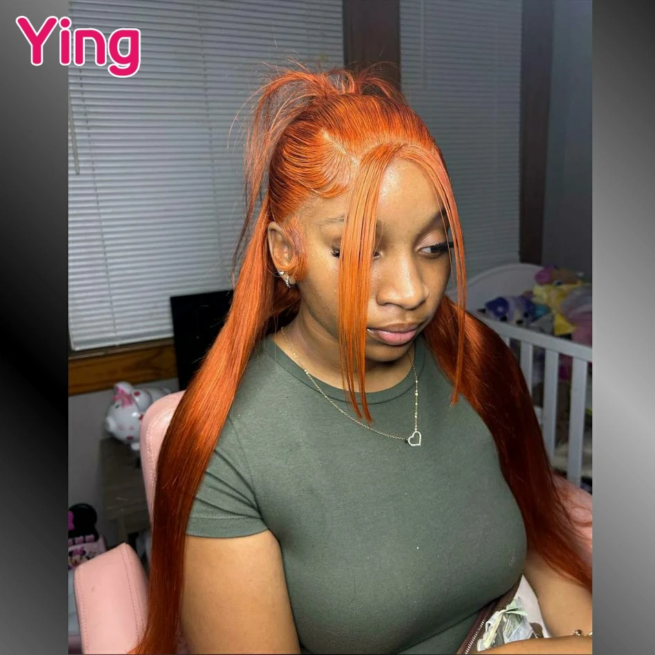 Bone Straight Orange Brown Colored Ready Go PrePlucked 6X4 Lace Closure Wig Brazilian Remy 13x4 13x6 Lace Frontal Human Hair Wig