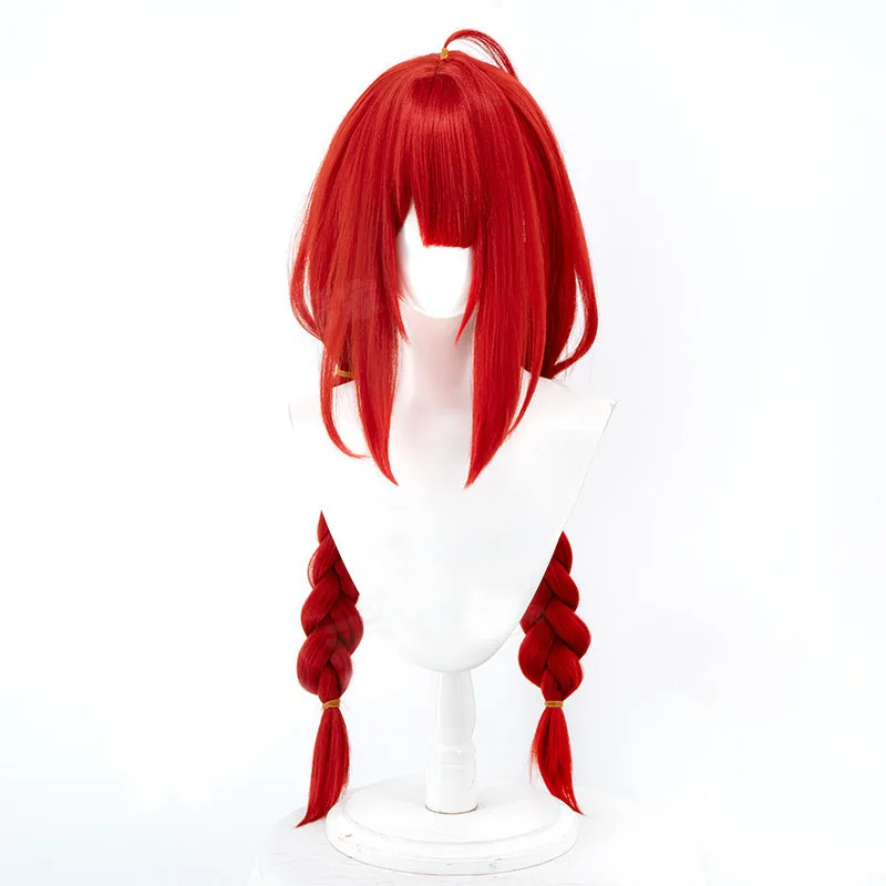 Jogo zenless zona zero ukinami yuzuha peruca cosplay yuzuha 100/80cm roupa de cabelo longo vermelho para festa de halloween adultos mulheres homens