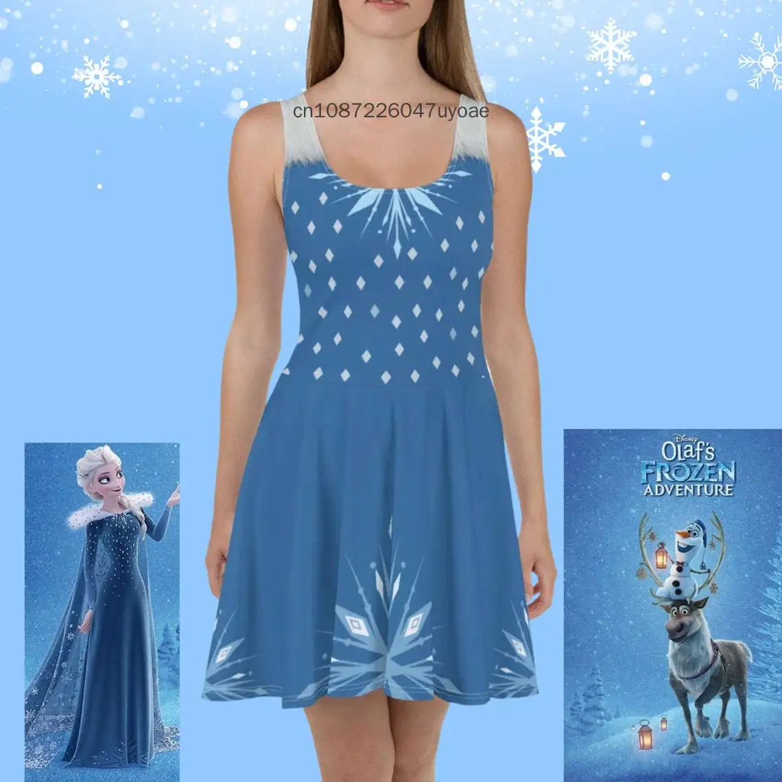 Abito da donna Disney Olaf Abito da pupazzo di neve Abito da pattinatore per adulti 2025 Moda estiva Stampa Sexy Skinny Mare Casual Top oversize