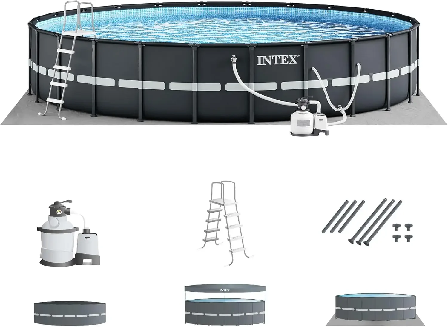 

Intex Ultra XTR рама 14 'x 42 "Круглый над землей открытый бассейн набор с фотоэлементами, Земляная ткань, лестница,