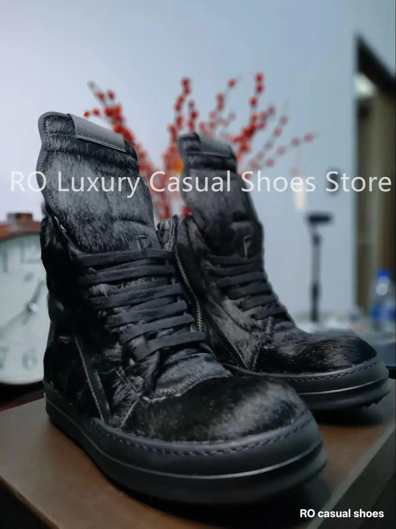 

Мужские и женские дизайнерские ботинки Ro Luxury: черные ботинки из конского волоса, кроссовки из натуральной кожи, высокие повседневные туфли, меховые кроссовки