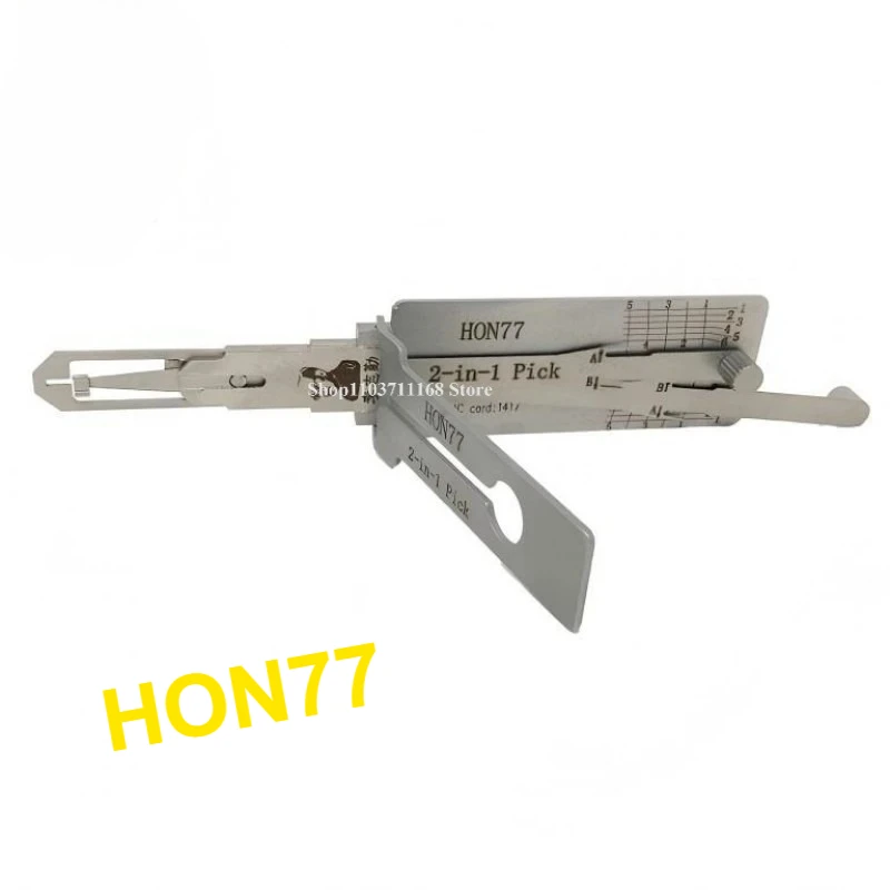 

1P Picklock 2 in 1 HON77 Locksmith Tool Lishi HON77 2in1 Decoder and Pick Is Designed for Honda Motorcycles [HS 4 Track External