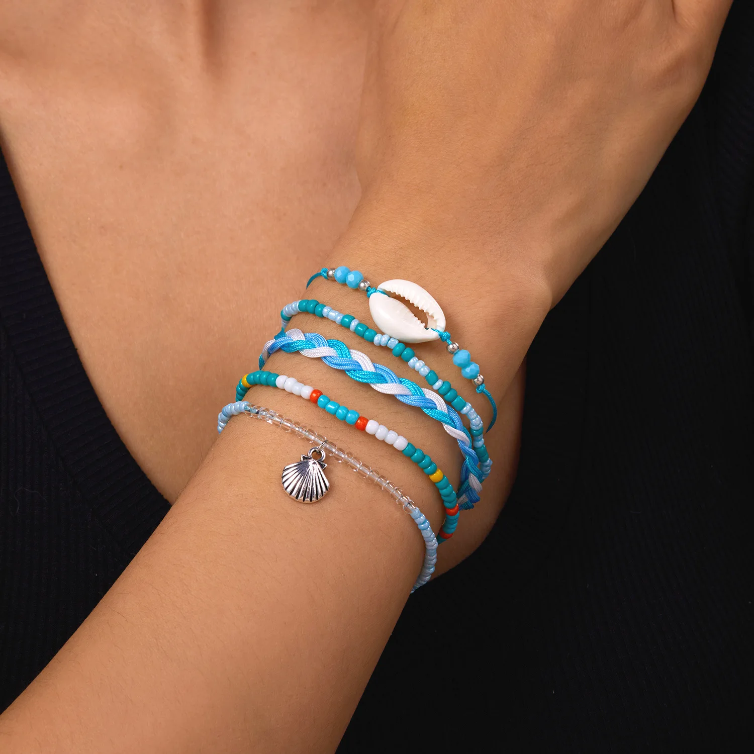 

Модный браслет для женщин, плетеный браслет из веревки с камнями и бисером, регулируемые браслеты ручной работы для женщин, ювелирные изделия