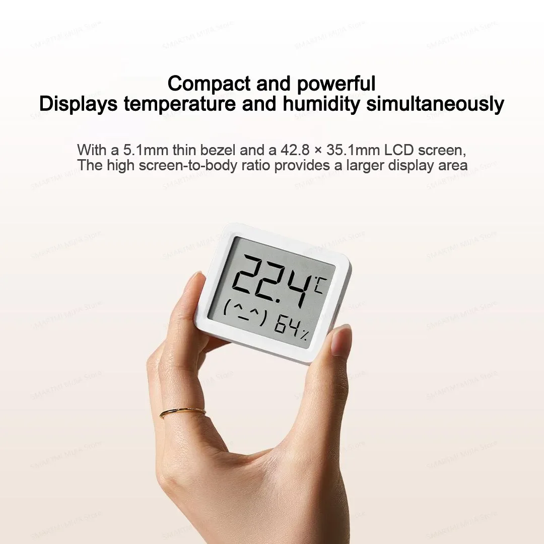 Original MIJIA Smart Temperature Humidity Monitor 3mini,Extra-Long Battery Life,Compact Design,High Precision Sensor,App Control