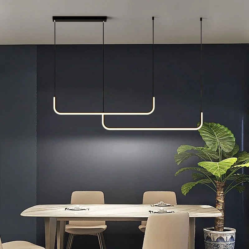 Dining room pendant light minimalist long strip dining room light Nordic modern minimalist dining table bar LED lighting fixture