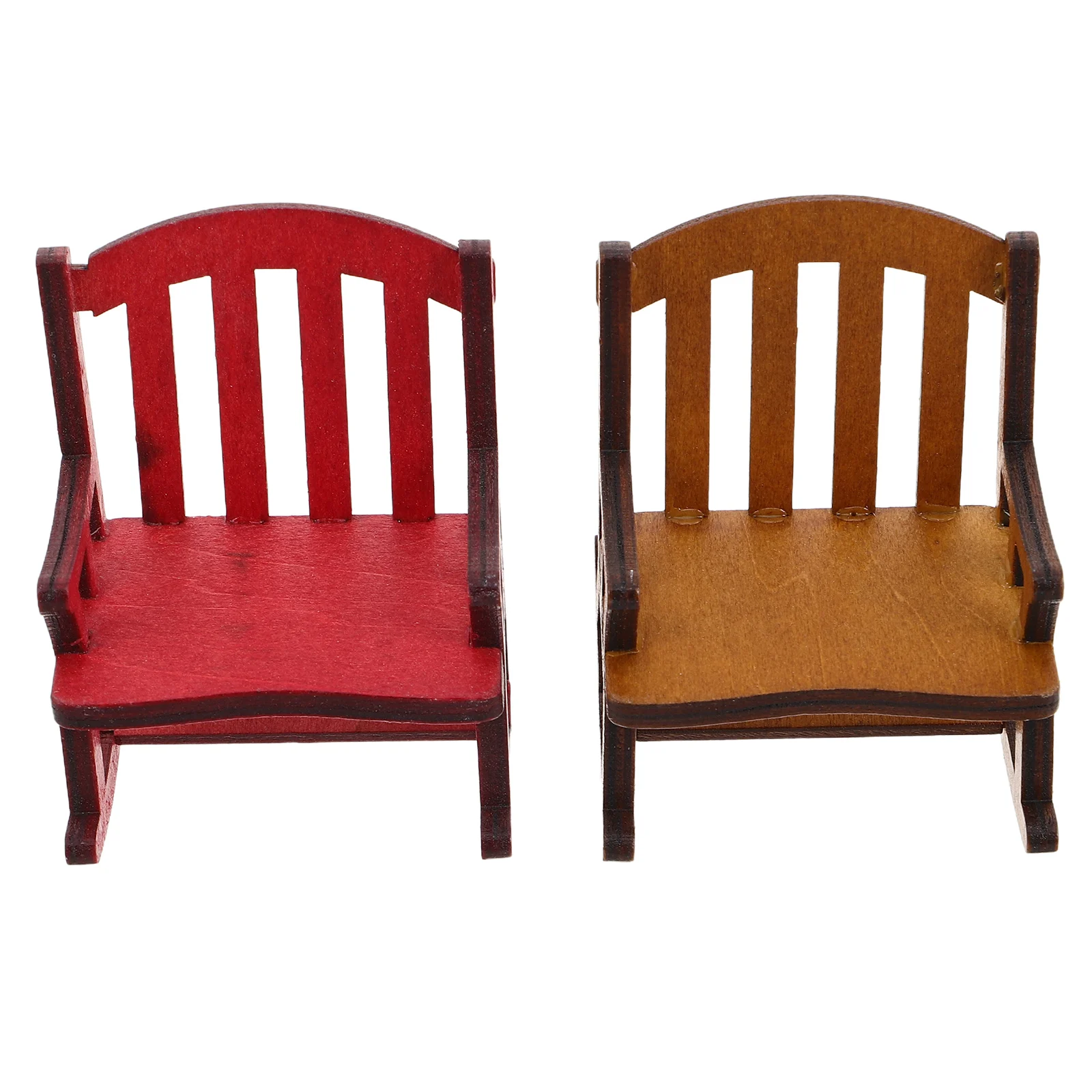 Mini chaise à bascule, 2 pièces, chaises de noël, meubles en bois pour maison de poupée, décoration pour tout-petits
