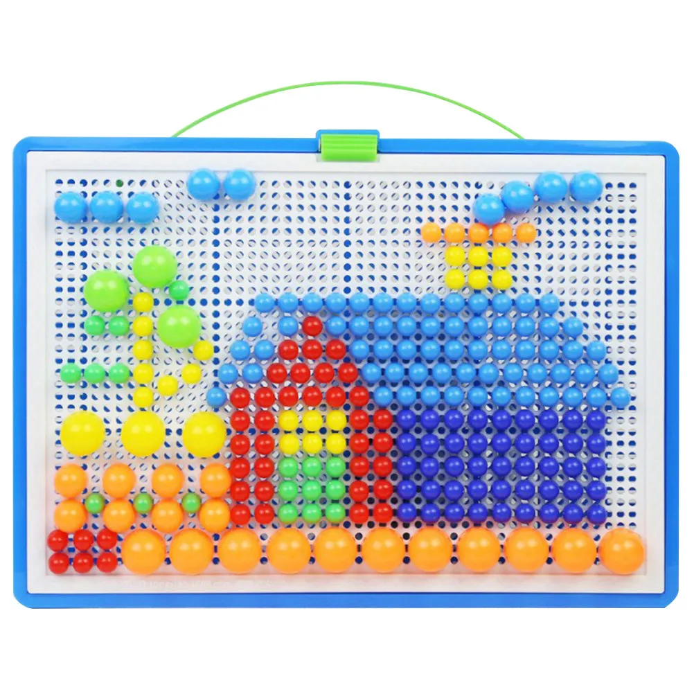 

296Pcs Mushroom Nail Pegboard Puzzle Set Eco Friendly Non Toxic Bright Colors Round Smooth Surface for Kids Creativity Hand Eye