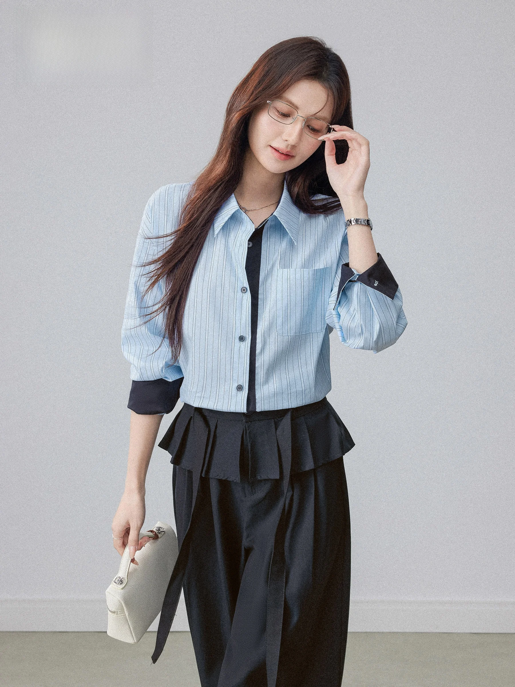 

Blue Collar Long Sleeve Shirt Women's Spring 2026 New Korean Style High Intelligence Feeling Matching Top Casual Style L...