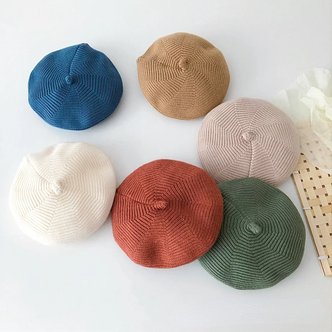 Korean Fashion Kids Berets Solid Color Knitted Woolen Hats for Children Baby Beanies Baby Caps for Boys Hat for Kids Girl