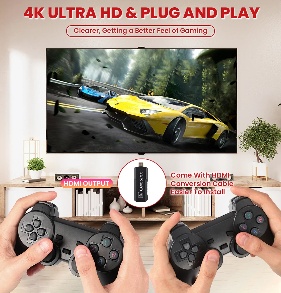 GD10 Game Player 256G 4K HD Video Game Console Double Wireless 2.4G Controller Retro Console 58000 Games For PSP Christmas Gift