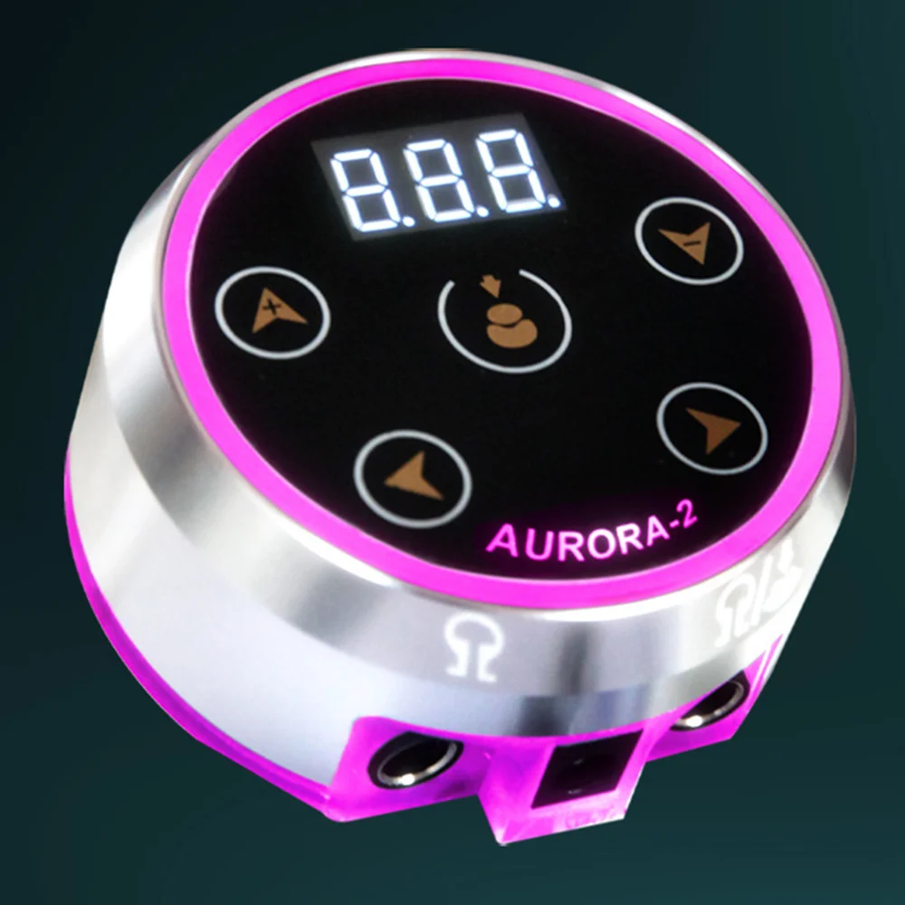 Источник питания для татуировки Aurora-2, источник питания с цветным напряжением и адаптером для катушки и роторной тату-машины-VVBC