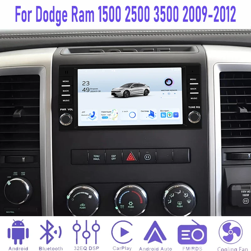 

7” 4+64GB For Dodge Ram 1500 2500 3500 2009-2012 Car Radio Camera Stereo Wireless Carplay Android 15 Auto Steering wheel contro