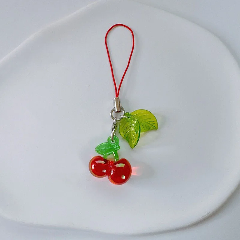 Tangerine Fruit Keychain Strawberry Cherry Peach Charm